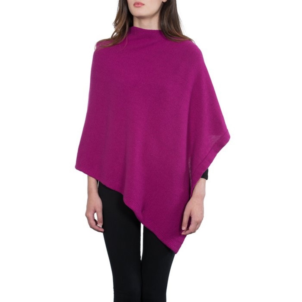 100% Cashmere Knit Poncho Shawl